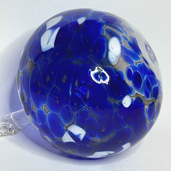 Handmade Blown Glass Ball Holiday Ornament Decor Cobalt Blue - Picture 7 of 7